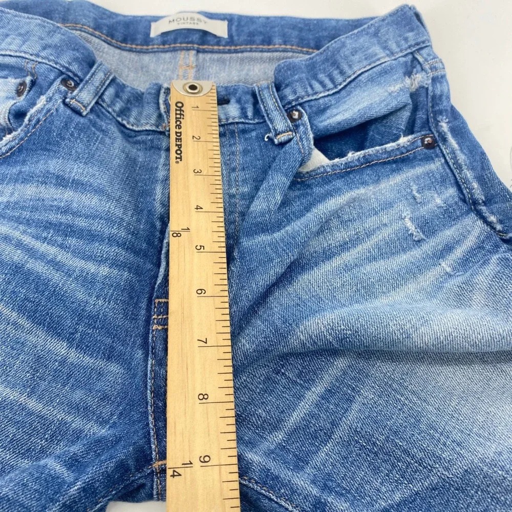 Moussy Vintage Jeans Womens‎ 27 Blue Distressed Raw Hem Tapered Made in Japan